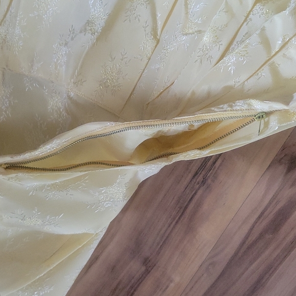 Vintage 50s Yellow Floral Jacquard Swing Homemade S - Picture 8 of 12